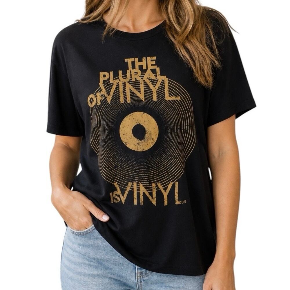 Graphic Vinyl Record T Shirt Black Oversized Music Tee‎ Unisex Band Style